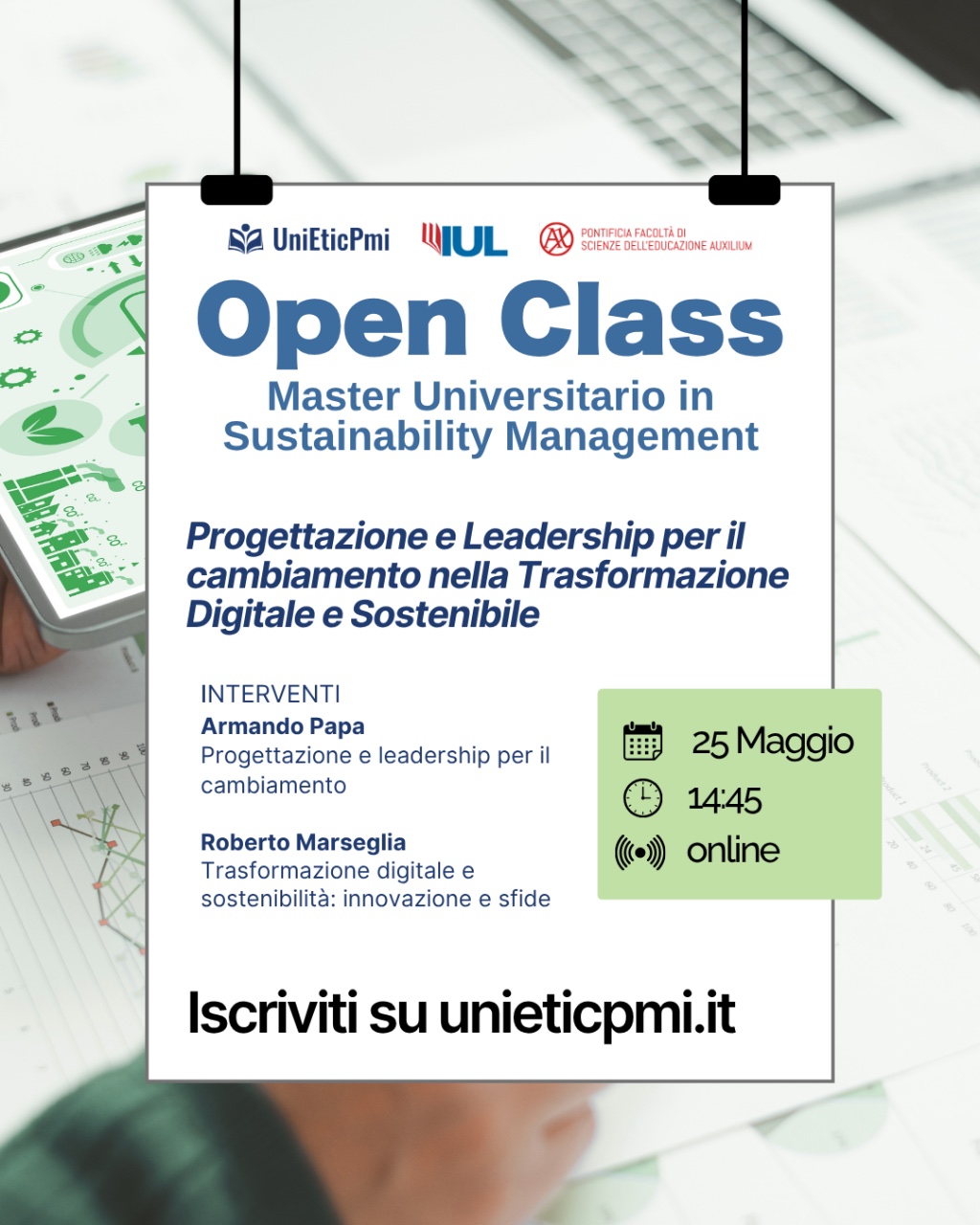 Locandina webinar Progettazione e Leadership per il cambiamento nella Trasformazione Digitale e Sostenibile
