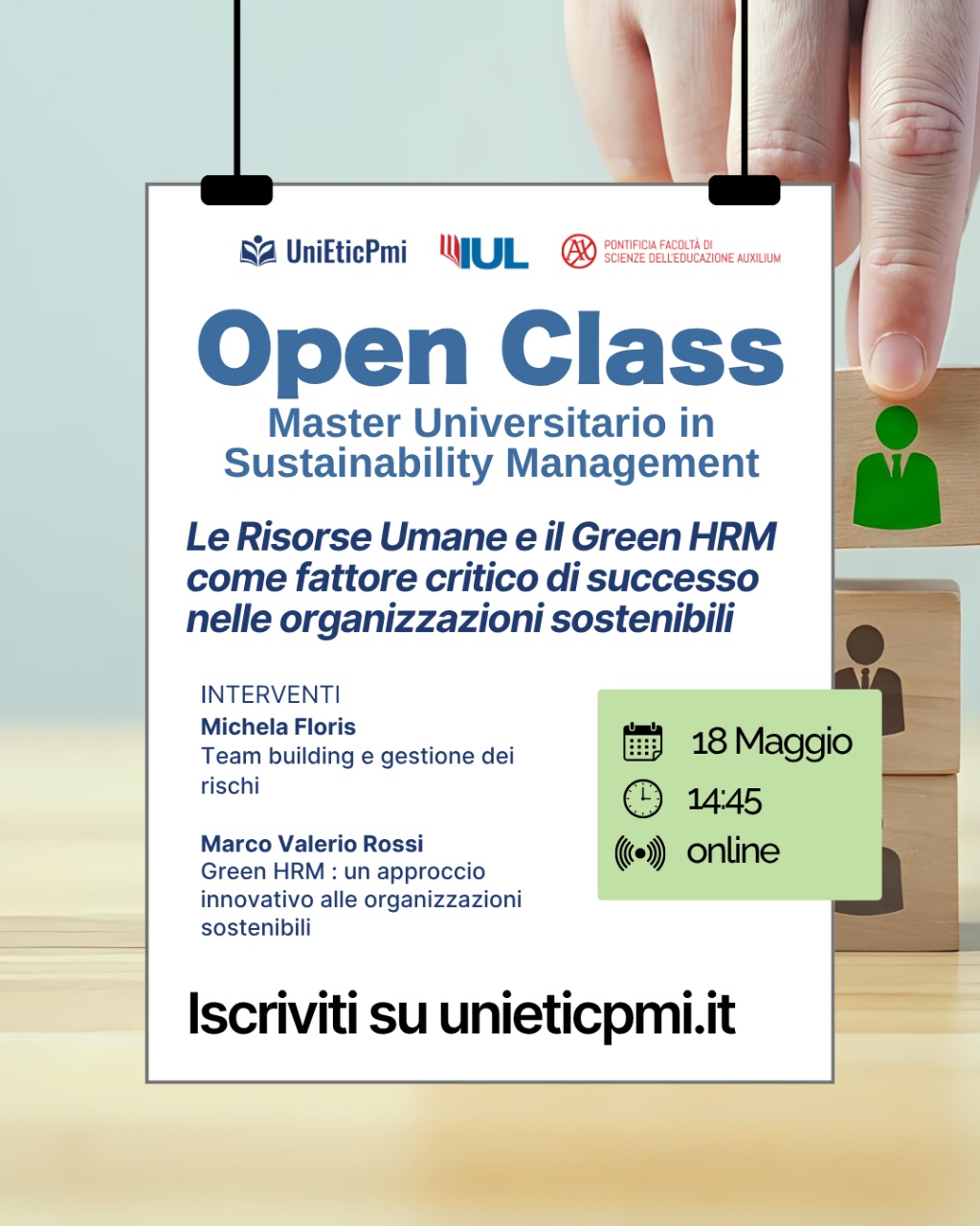 Locandina webinar Le Risorse Umane e il Green HRM come fattore critico di successo nelle organizzazioni sostenibili
