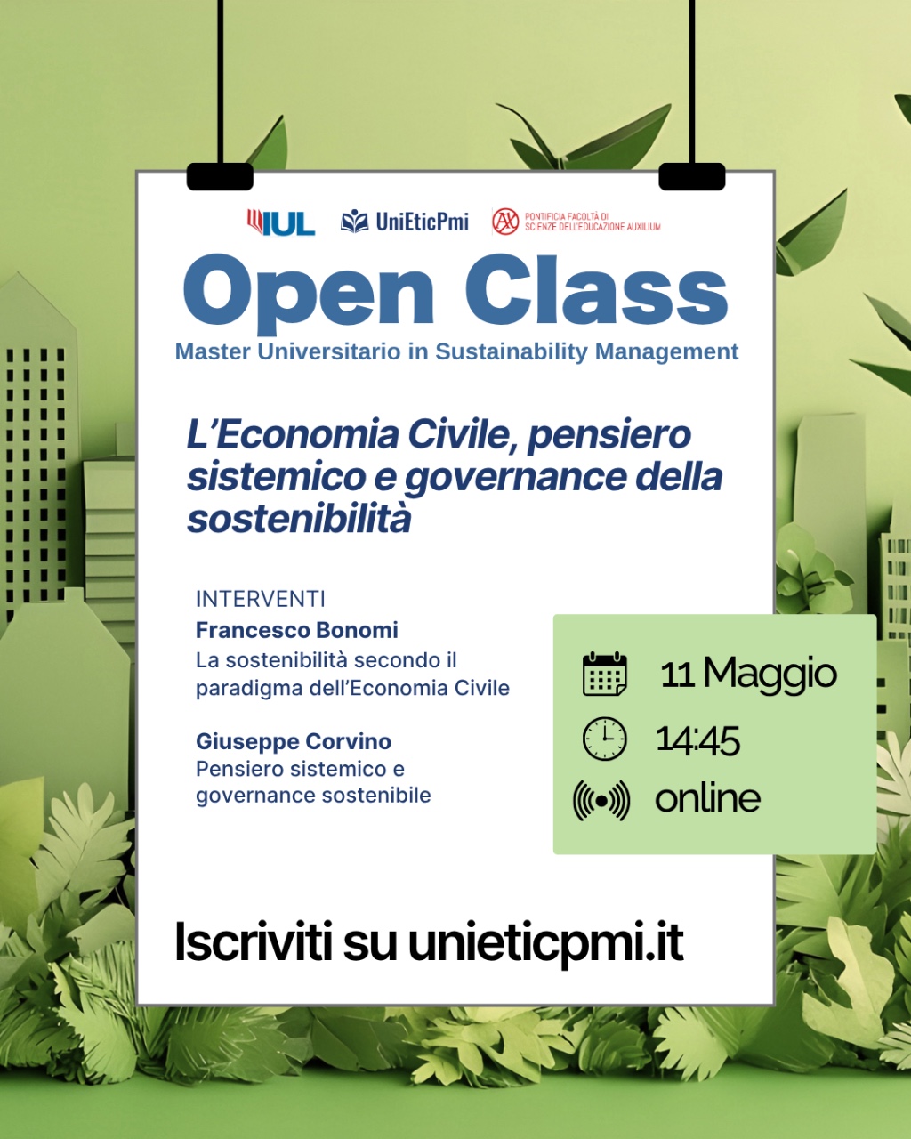 Locandina webinar L’Economia civile, pensiero sistemico e governance della sostenibilità.