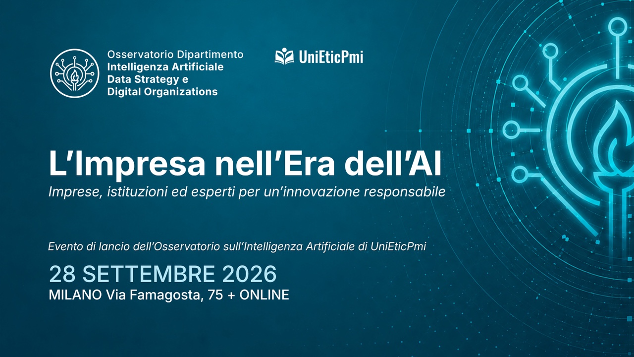 Locandina webinar L'Impresa nell'Era dell'AI - Imprese, istituzioni ed esperti per un’innovazione responsabile.